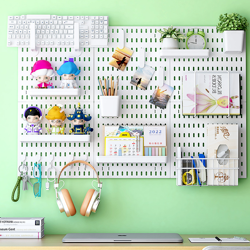 Nuevos accesorios de tablero perforado DIY, estante colgante, ganchos de almacenamiento, organizador de pared sin perforación, organización artesanal para garaje, cocina y habitación