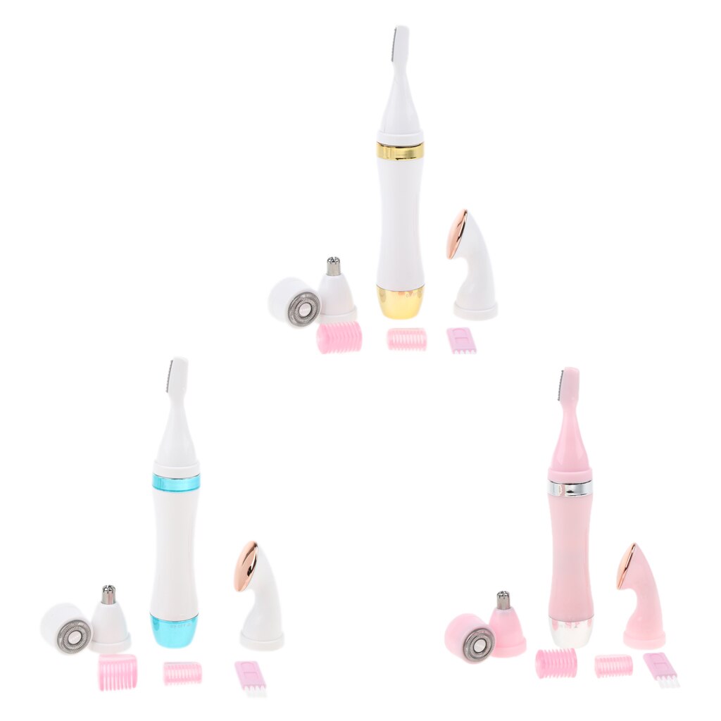 4 In 1 Vrouwen Elektrische Wenkbrauw Facial Nose Hair Remover Trimmer Groomer Set