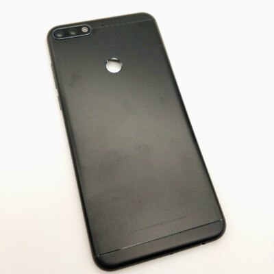 Back Battery Cover Door Housing Case + Camera Lens + LCD Front Frame for Huawei Honor 7C Pro: Black Battery Cover