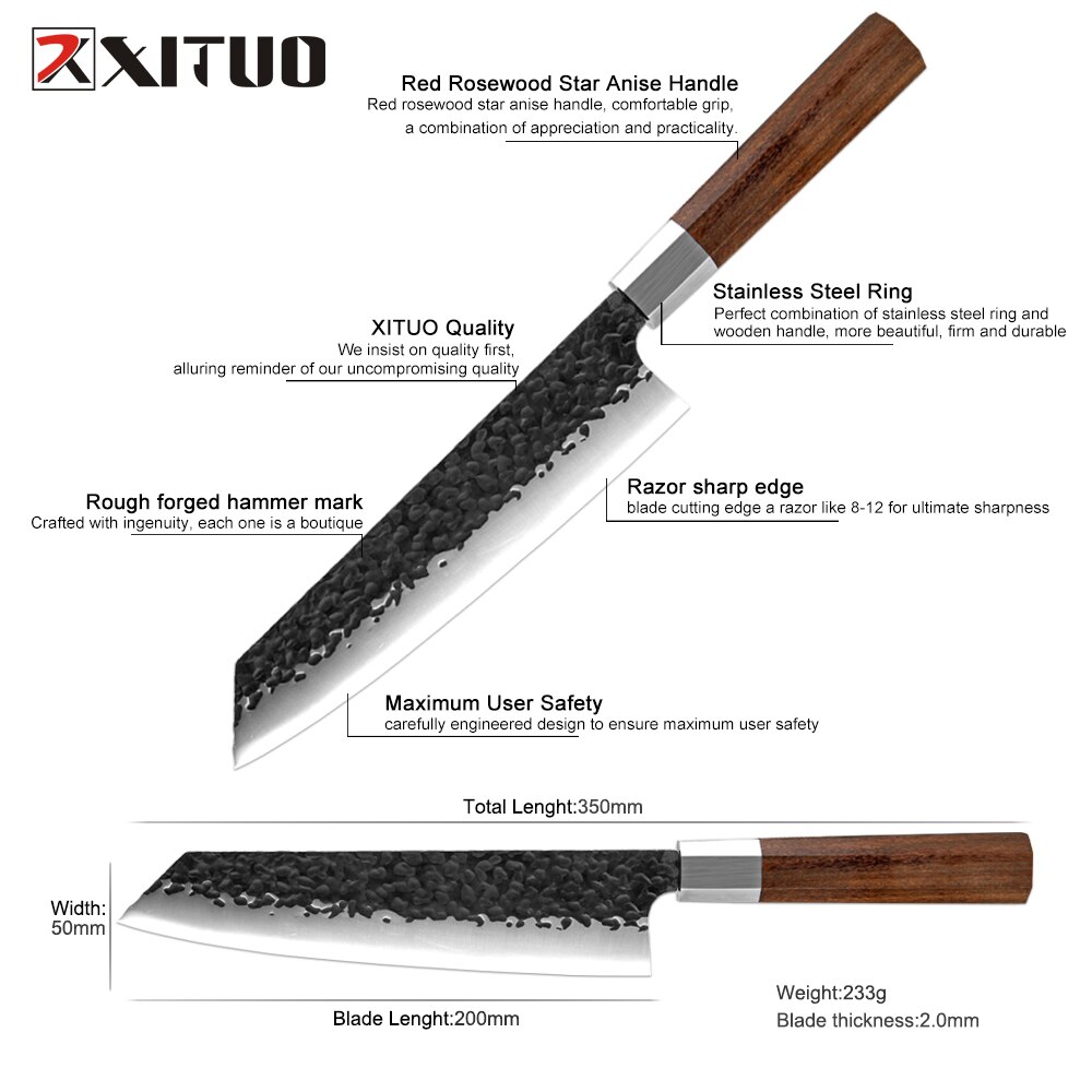 XITUO 8 zoll Kiritsuke Messer Achteck Griff Japanischen Messer Gyuto Messer Küche Koch Profi Messer Scharfe Klinge Lachs messer