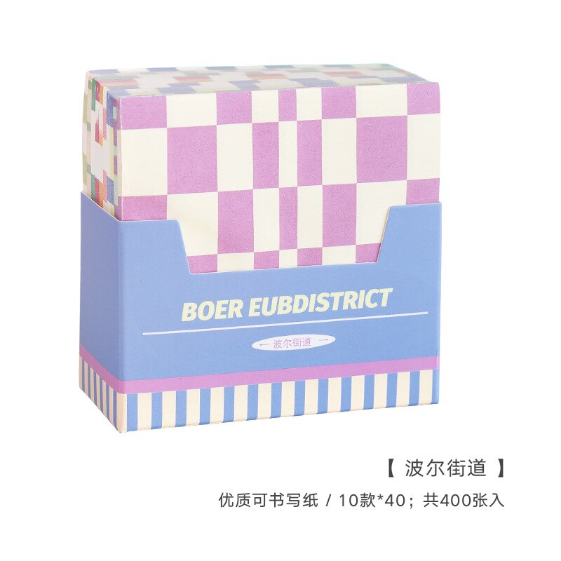 400 Sheets Kleurrijke Dambord Memo Pad N Times Sticky Notes Papier Diy Materiaal Papier Bericht Notes School Briefpapier: blue