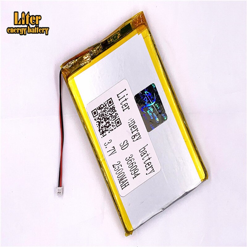 1.25MM 2pin connector 366094 2500mah 3.7V Li-Ion Polymeer Batterij Oplaadbare Voor Digitale Camera