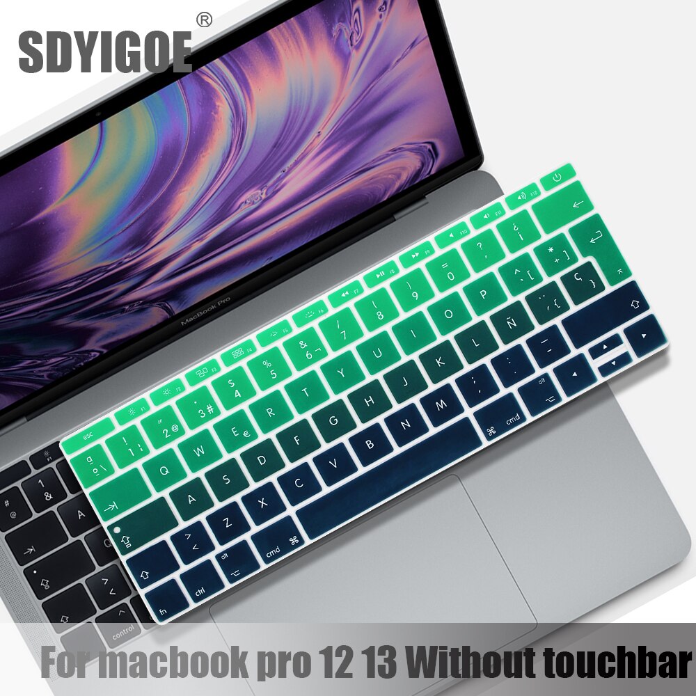 Hiszpański Laptop kolor silikonowa klawiatura pokrywa dla macbook pro13 A1708 A1988 12 &quot;retina A1534 A1931 folia ochronna klawiatura przypadku