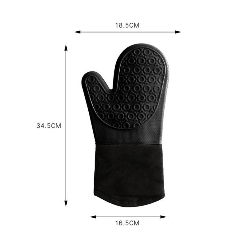 Oven Mitts 1 Pair - Silicone and Cotton Double -layer Heat Resistant Gloves / Silicone BBQ Gloves - Perfect for Baking Grilling