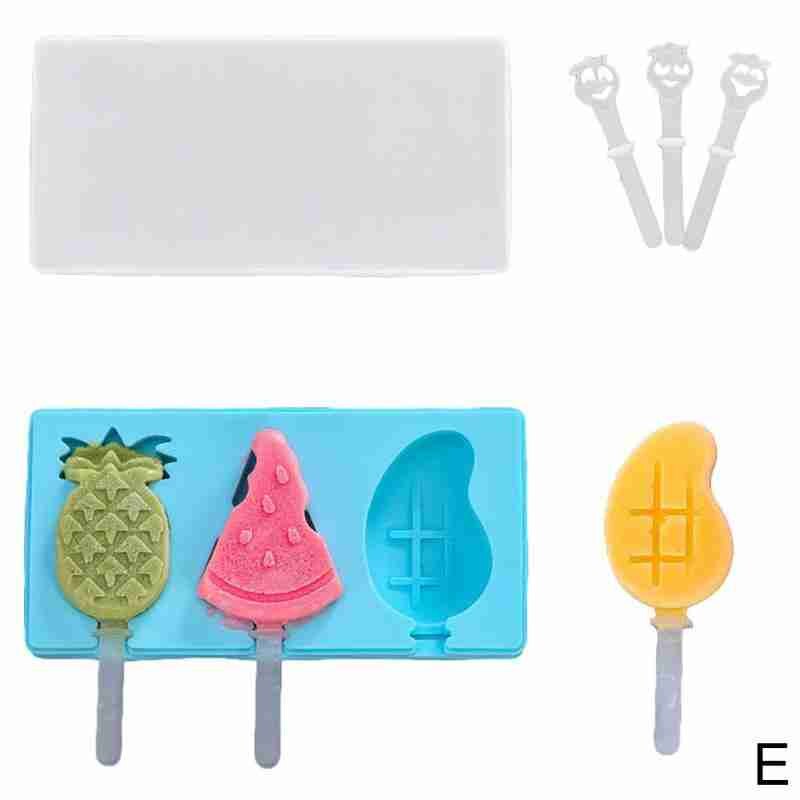 Leuke Silicone Popsicle Mold Set Diy Handgemaakte Ijs Maken Gereedschap Praktische Candy Bar Creatieve Dessert Mold Ice Cube lade: Blue