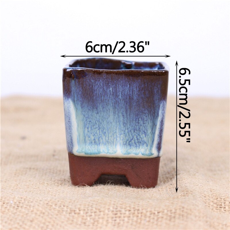 Ceramic Succulent Flower Pot Polygonal Purple Clay Pot Simple Home Garden Bonsai Pot Thumb Basin: D
