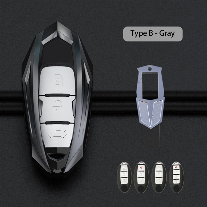 synke legering bil nøkkel sak dekke skall til nissan qashqai  j10 j 11 x- sti  t31 t32 sparke tiida veisøker murano Merk juke bil styling: Grå b