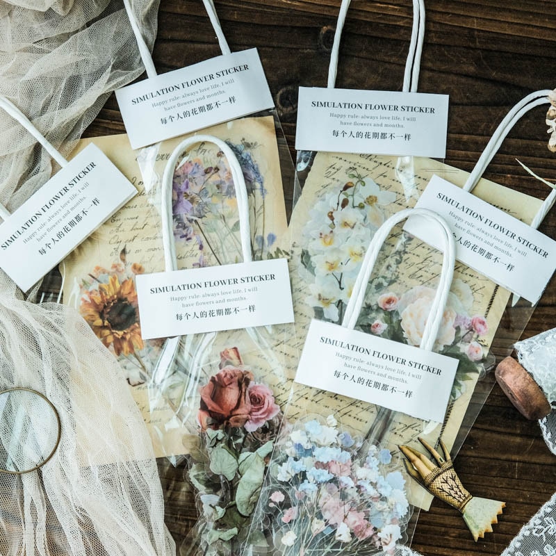 10 kpl/pakkaus puutarhatalon kukkia sarja paperitavaratarra scrapbooking-päiväkirja päiväkirja tee-se-itse-tarra askartelutarrat lapsille pojille tytöille
