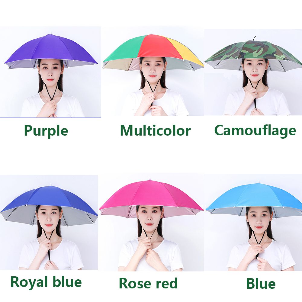Paraguas portátil, sombrero a prueba de viento, cabeza de pesca, sombrilla, equipo de lluvia, paraguas plegable para exteriores, sombreros para cabeza de playa y acampada