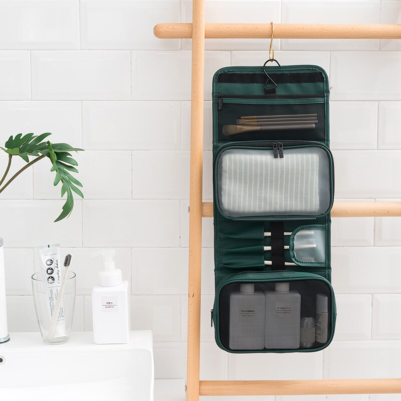 Nyeste moderne enkle multifunktionelle folde vaskepose aftagelig praktisk bærbar opbevaringspose badeværelse hængende toiletartikler