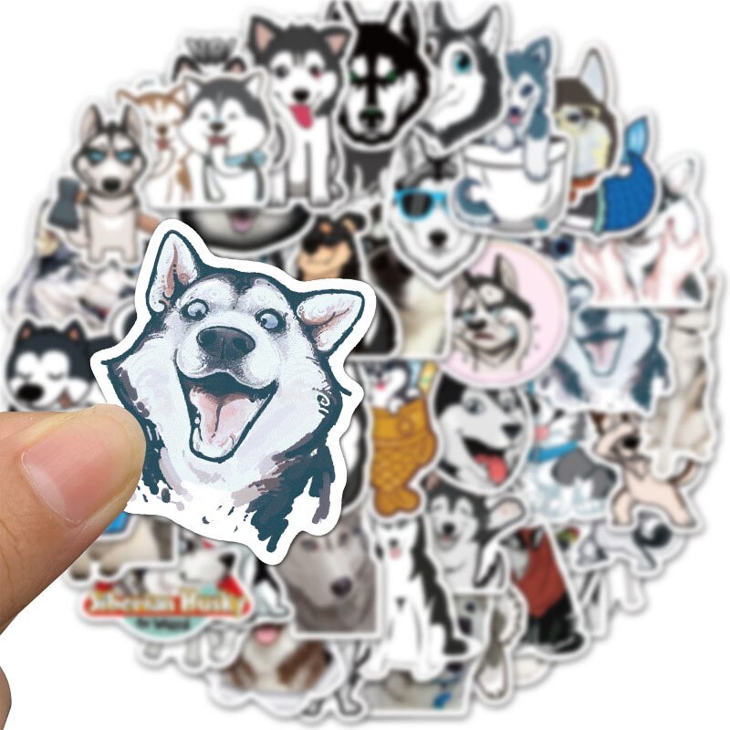 50pcs/lot Cartoon Husky Cute Stickers Laptop Skateboard Luggage Refrigerator Notebook Guitar Kawaii Animal Decal