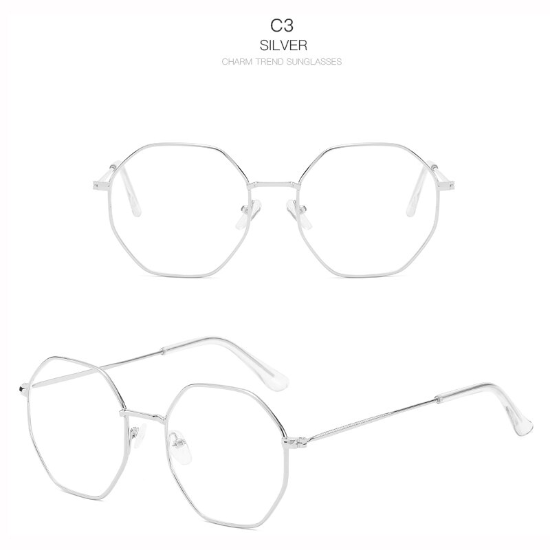 Hombres Vintage Anti-Luz Azul hexagonal gafas lentes de mujeres miopía óptica espejo Metal Simple Anti-azul gafas transparentes marcos: 2-BLS309-C3