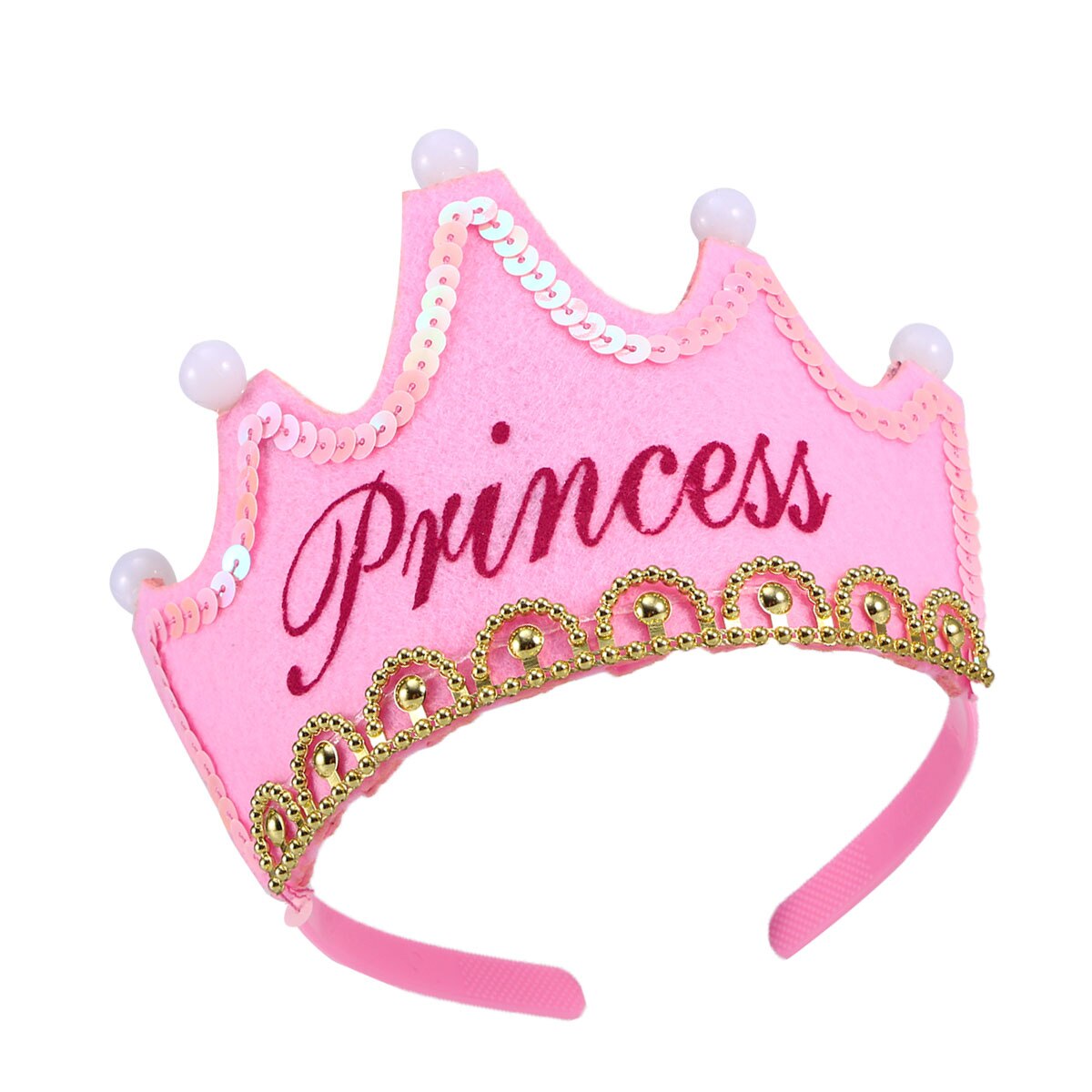 LED Light Birthday Party Hats Crown King Birthday Party Caps for Kids ) - Red Color