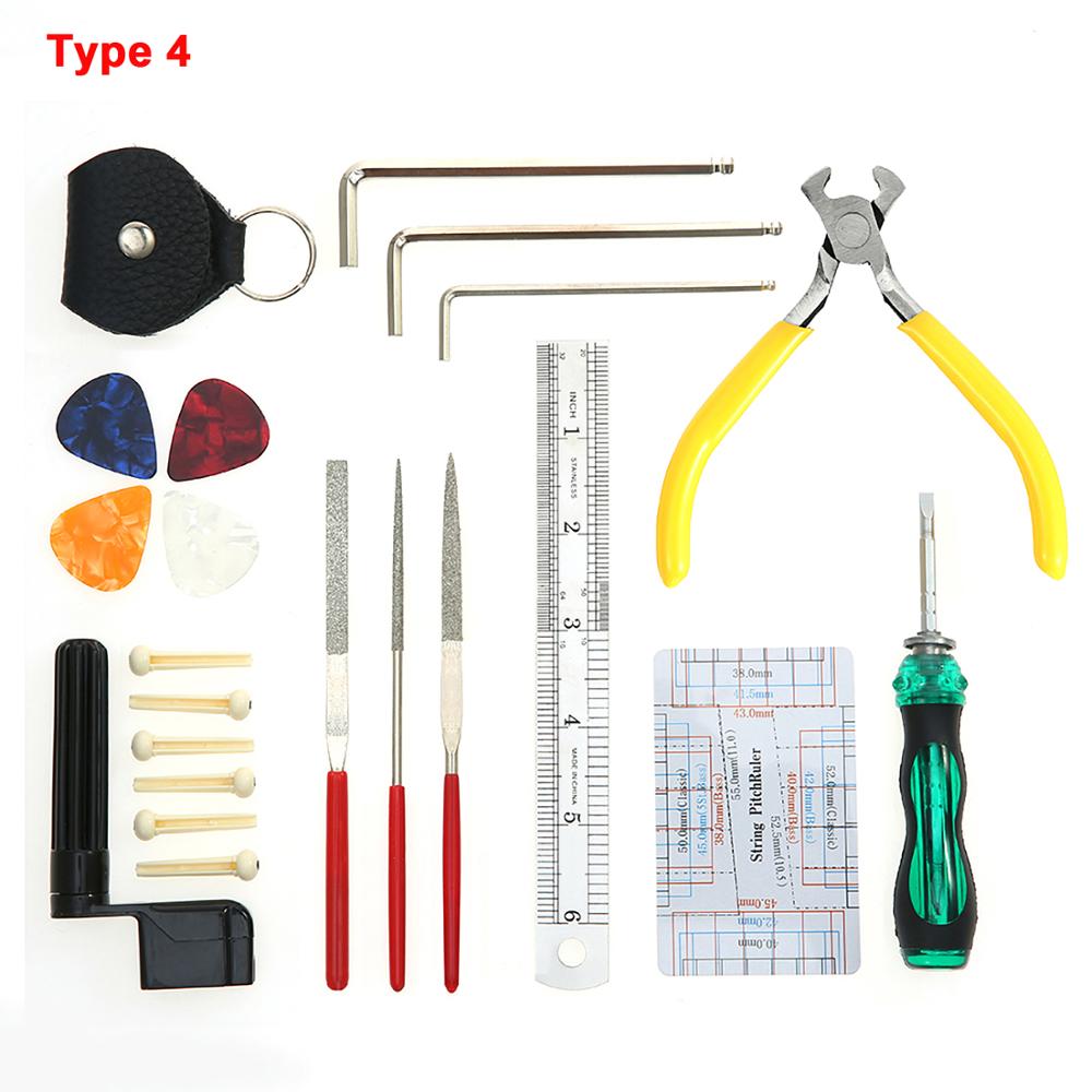 22PCS Repairing Maintenance Tools Guitar Tool Kit String Organizer String Action Ruler Gauge Measuring Tool Hex Wrench Set: Type 4