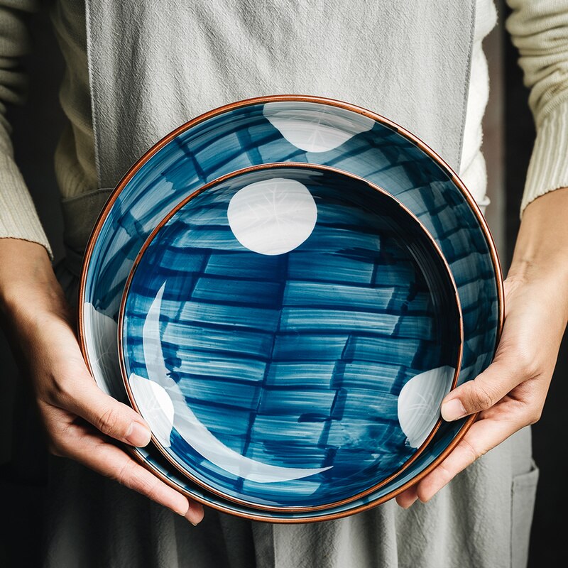 CHANSHOVA 8/10 inches Handmade ceramic bowl Personality Bowl Noodle salad plates Porcelain dining-plates Tableware G210