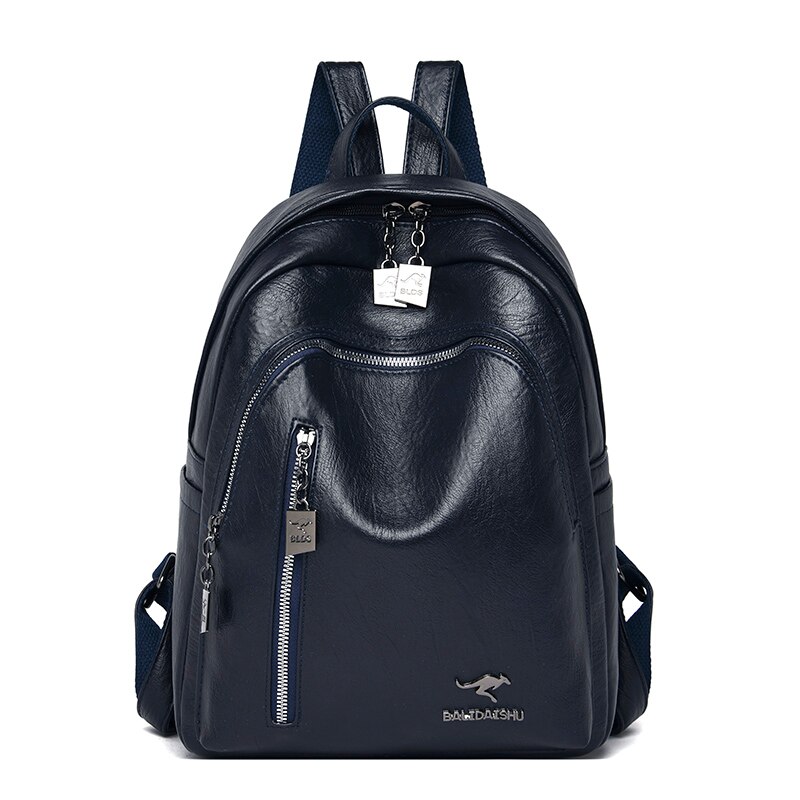 Pu Lederen Rugzak Vrouwen Grote Capaciteit Rugzak Schooltas Tiener Meisjes Reizen Studenten Schoudertassen: deep blue