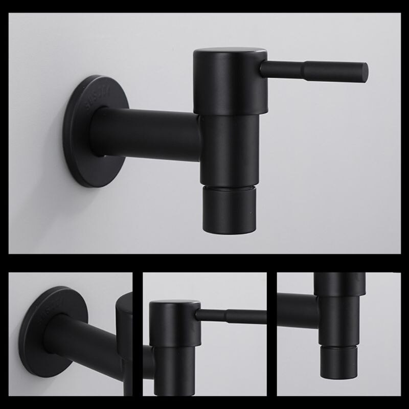 Stainless Steel Faucet Black Wall Mounted Washing Machine Tap Bath Toilet Mop Pool Water Taps for Garden Bathroom