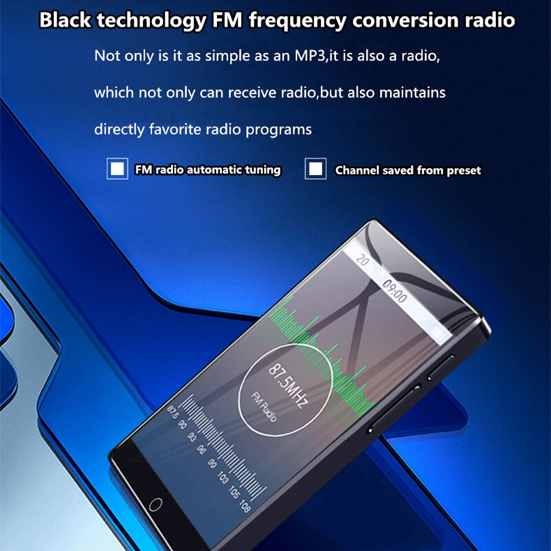 RUIZU H1 voll berühren HD Bildschirm 4 zoll MP3 Spieler Bluetooth 5,0 8GB Musik-Spieler Unterstützung FM Radio Aufnahme Video E-Buchen Mit Gebaut
