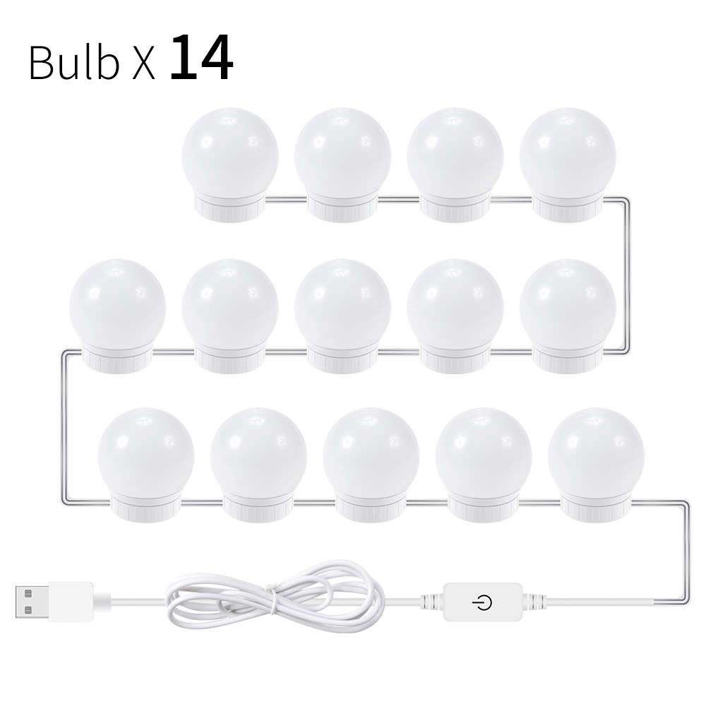 Maquillaje LED lámpara de luz de bulbo 12V Luz de relleno 2 6 de 10 a 14 Uds Hollywood espejo de vanidad lámpara atenuación de iluminación para tocador: 14 Bulbs