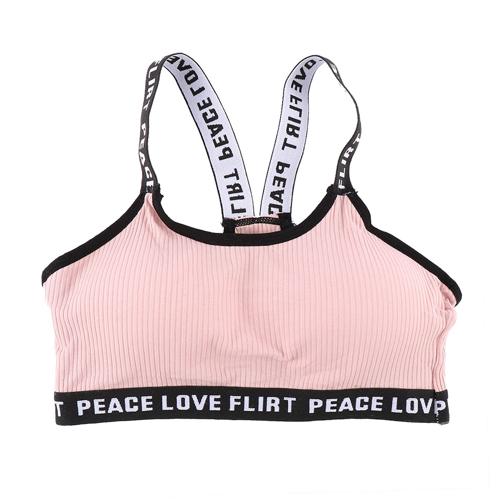 Letter Sports Bra Push Up Tube Tops Fitness Running Bandeau Bra Underwear Cotton Sport Tops For Women Sportswear Bra: Pink