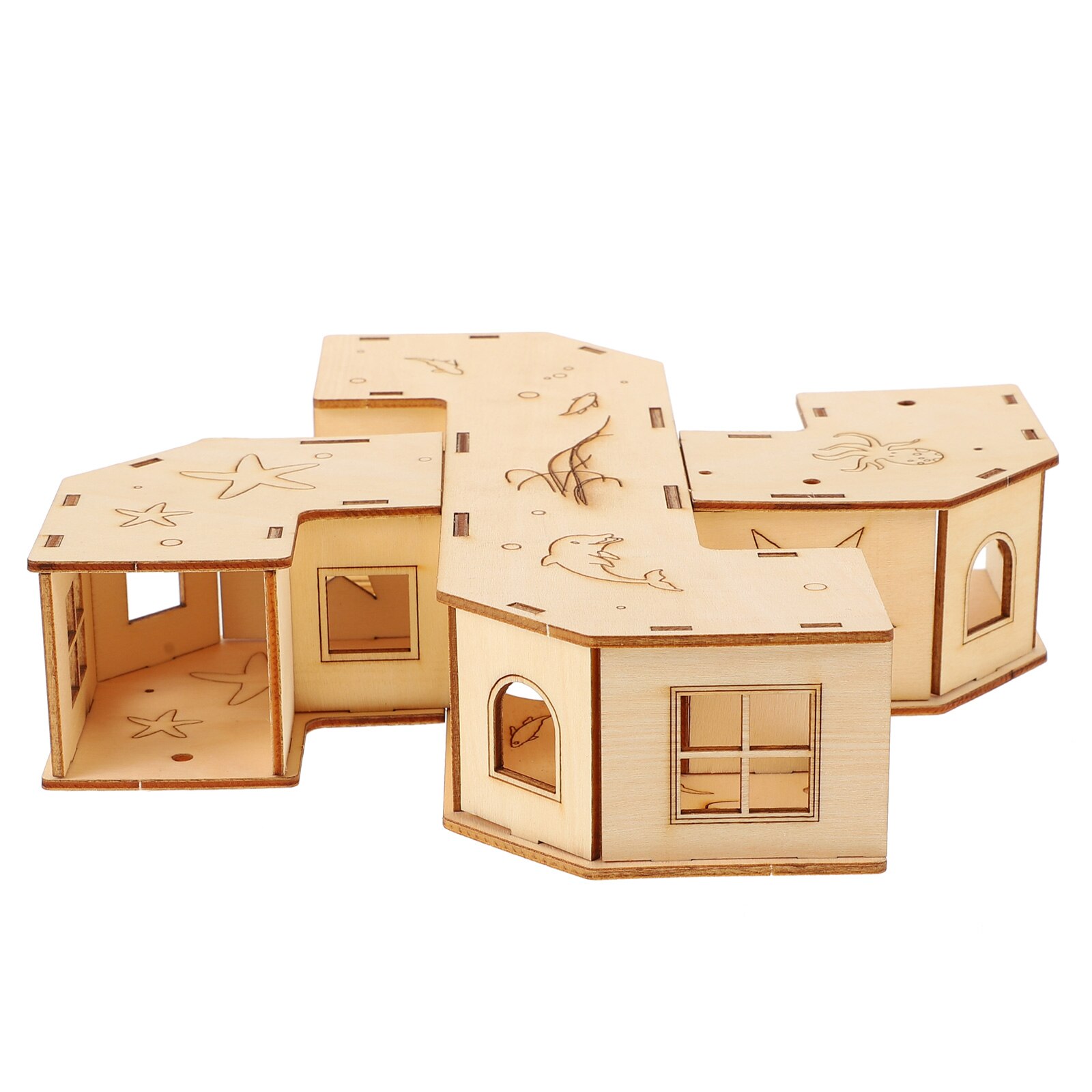 Wooden Hamster Tunnel Maze Pet Labyrinth Small Animals Exercising
