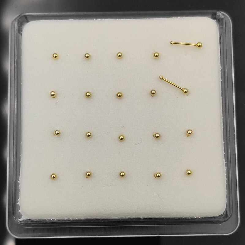 925 Sterling silver 1.5mm ball nose stud indiian nose pin piercing 20pcs/pack: gold ball end