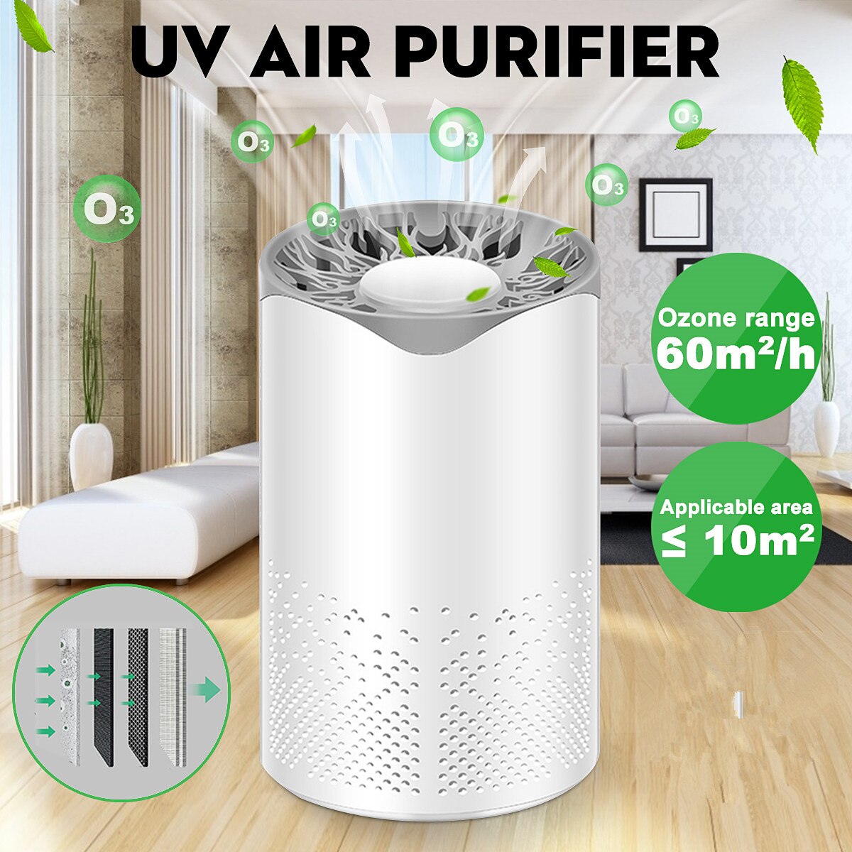 Antiviral uv luftrenser filter luftrenser frisk ozon hjemme soveværelse auto røg formaldehyd sterilisator smart ingen stråling
