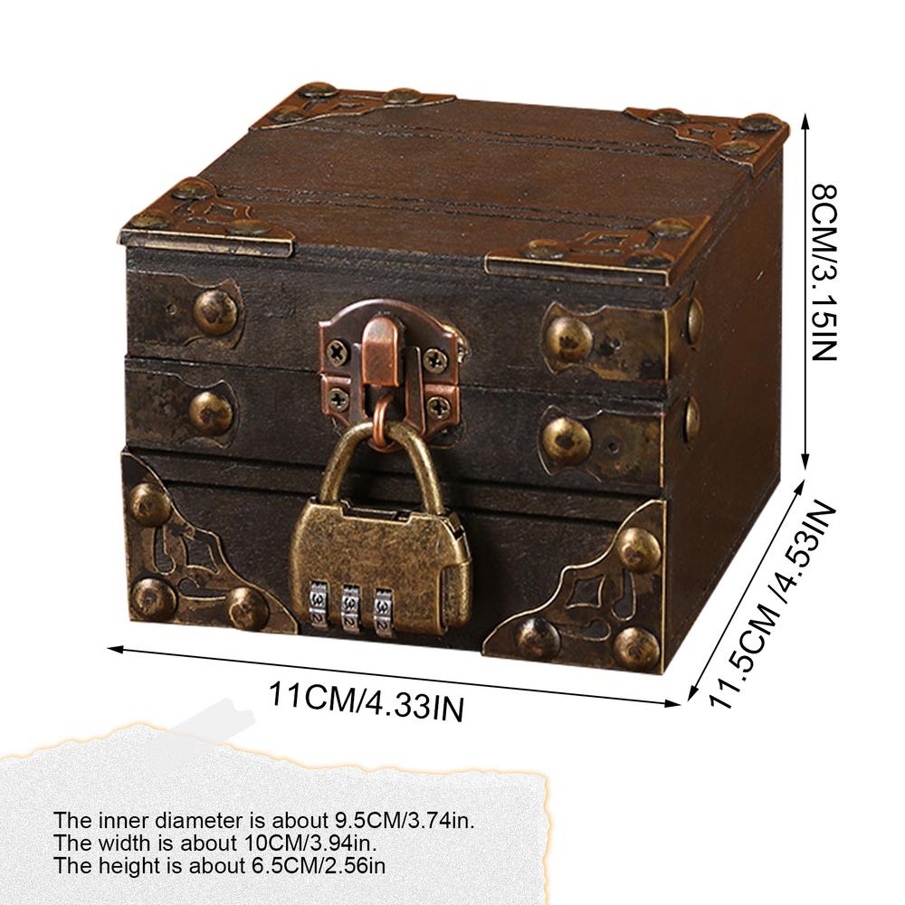 1Stck Mini Holz Lagerung Kasten fallen Schmuck Manschettenknöpfe Brust Kleines Jahrgang Schatz sperren-Kasten Schreibtisch-Organizer Für Heimat freundlicher: grau