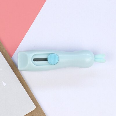 Mini cuchillo de conejo Kawaii, utensilio portátil, cortador de papel, papelería de oficina, abridor de sobre con pata de gatito: C-Skyblue