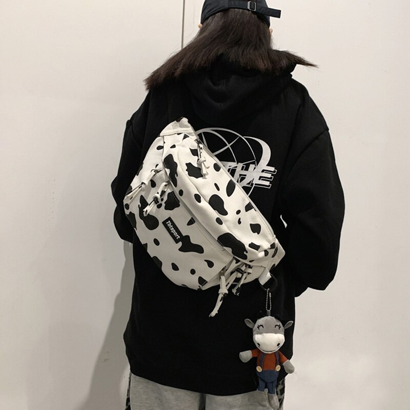 Pochete unissex de grande capacidade, bolsa de peito fashion, zebra, mensageiro, ambiente externo, cinto grande, pochete