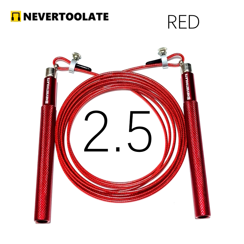 2.5mm pvc coated steel cord speed jump rope metal handle with ball bearing and 360 rotate gear skipping double under: Red