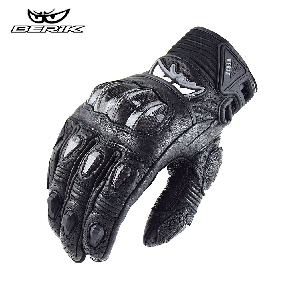 Berik – gants de Moto en cuir pour hommes, pour écran tactile, pour vélo électrique, pour cyclisme, pour Motocross, pour l'été: black / XXL