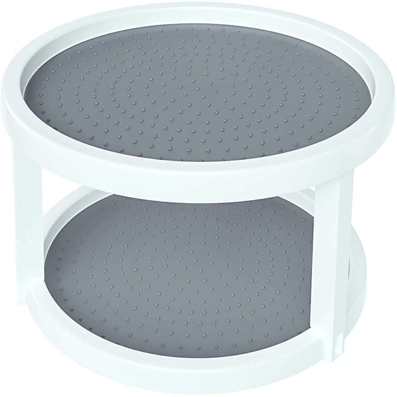 Two-Tier Twin Turntable Storage Turntable - Multi Level Rotary Kitchen Spice Manager for Cabinets, Pantries, Refrigerators