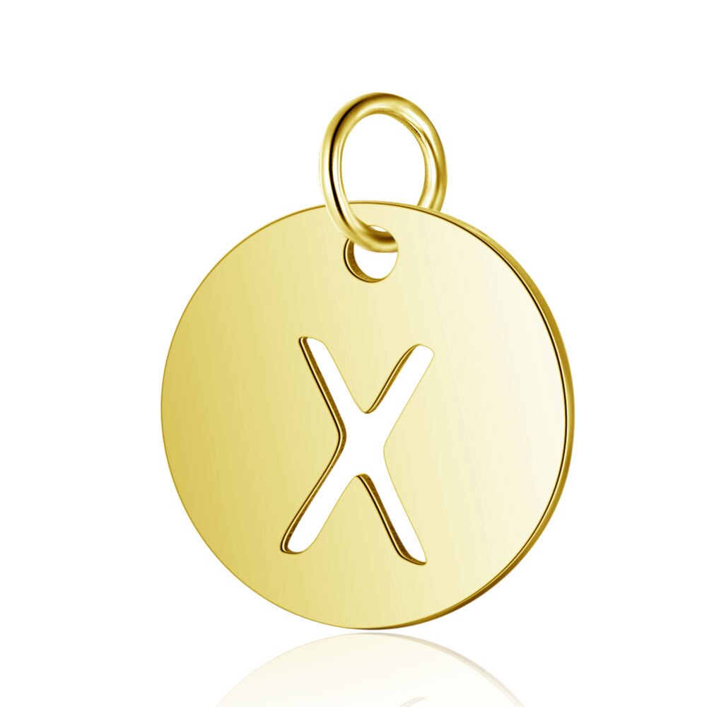 5 stuks PVD Gold Filled 26 Beginletter Naam Rvs Charm Real 316 Steel DIY Charms DIY Sieraden charms: X