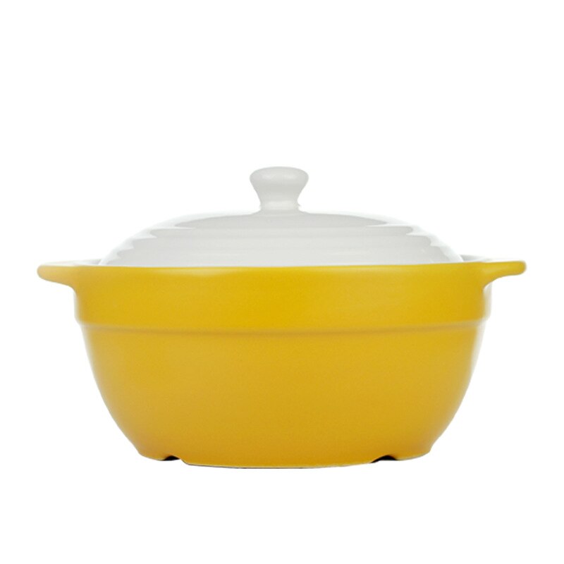 High Temperature Resistant Casserole Korean Simple Color Glaze Soup Pot Chinese Healthy Delicious Without Cracking: Yellow 1.8L small