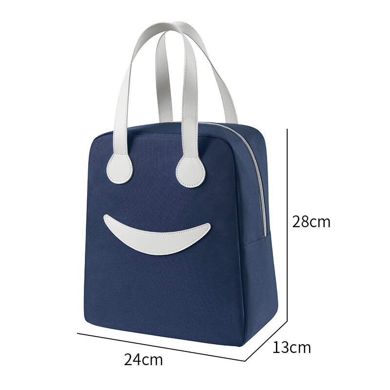 Smiley – sac à déjeuner fourre-tout de couleur unie, étanche, thermique, isolé, Portable, isotherme, Bento d&#39;extérieur pour aliments: 24x13x28 Navy blue