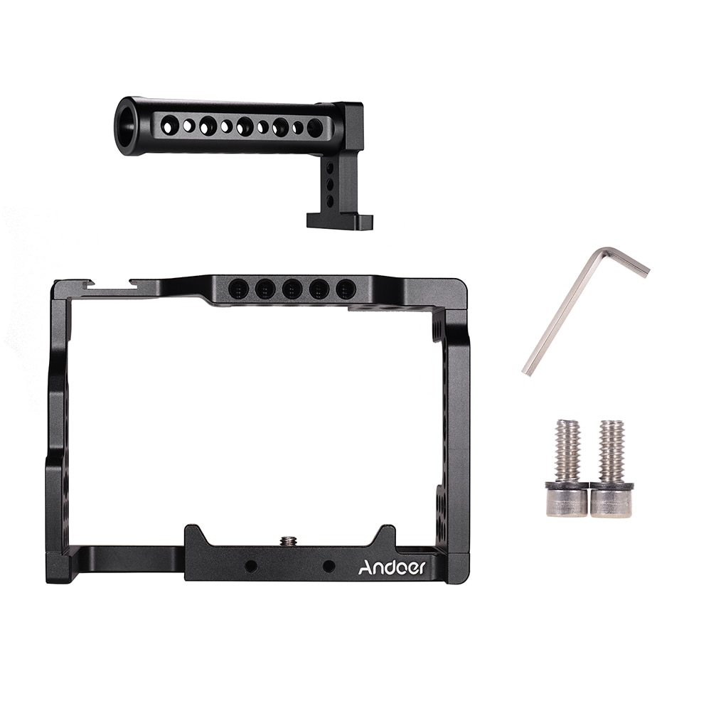 Andoer Camera Cage + Top Handvat Kit Video Stabilizer Met Koud Shoe Mount Voor Sony A7III/Sii/M3/A7RII/A7RIII Camera