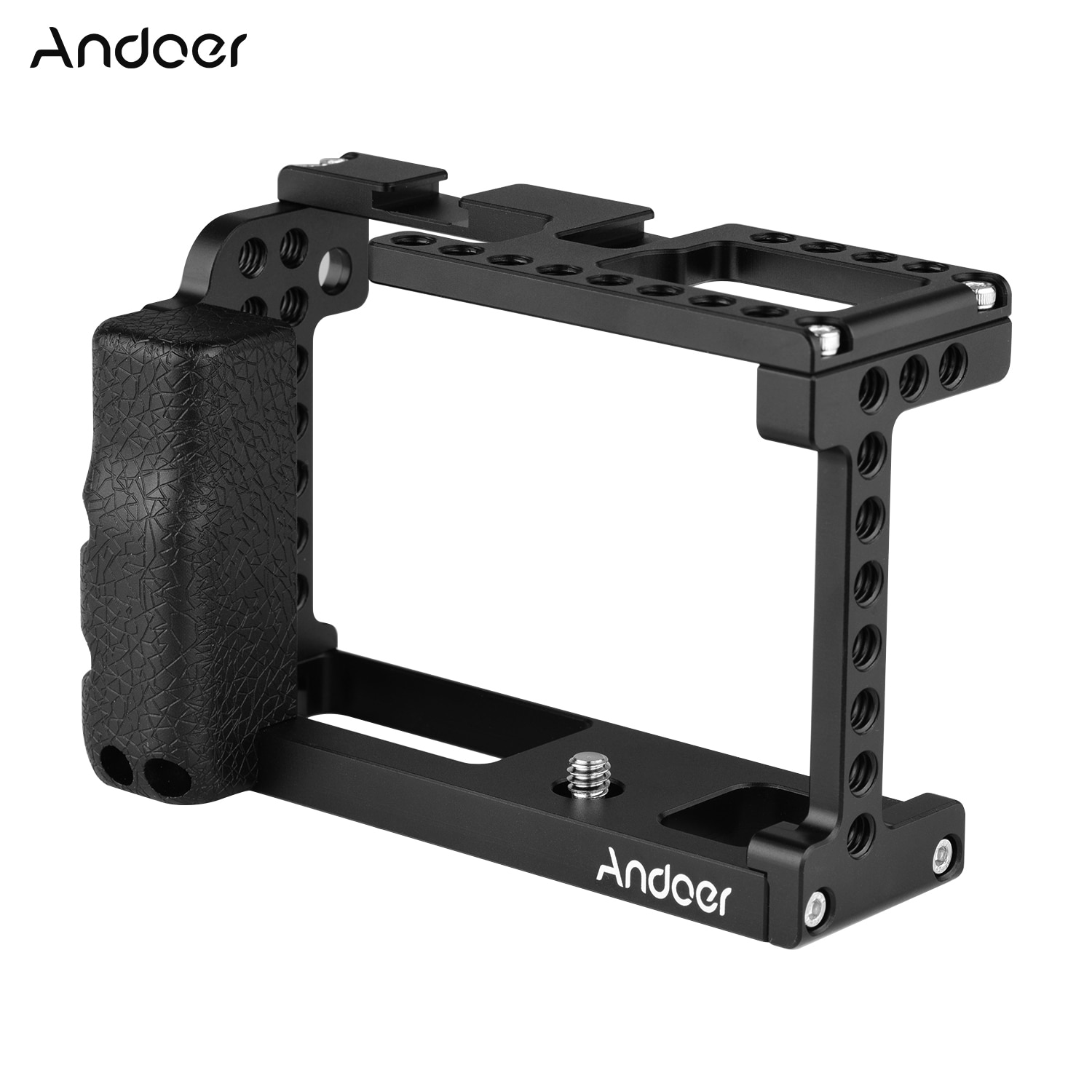 Andoer Aluminum Alloy Camera Cage Video Stabilizer with Cold Shoe Mount 1/4 Inch Screw Holes Compatible with SIGMA FP Camera