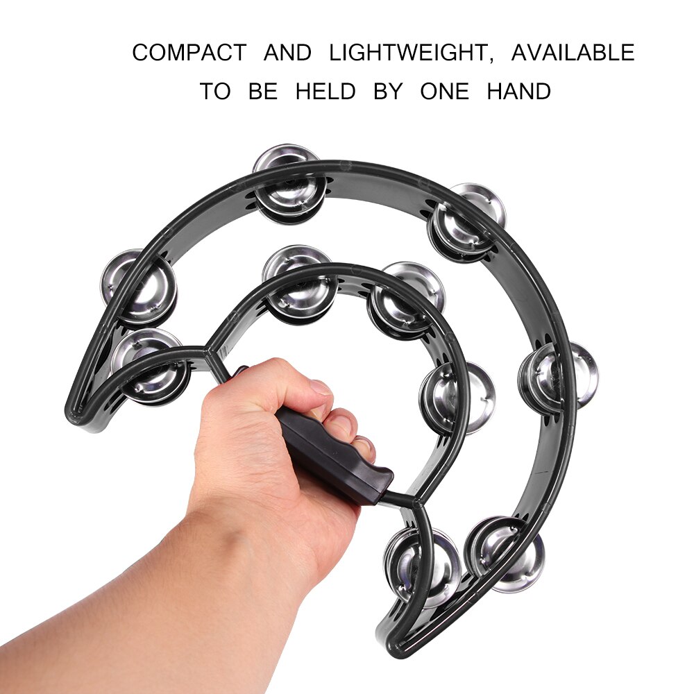 Pandereta de tambor de media luna, instrumentos musicales de percusión, campana de mano para , compacta, doble KTV, campanas, pandereta Orff