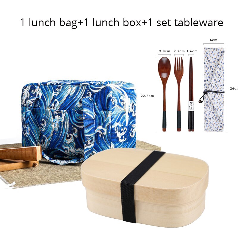 Unibird Wooden Lunch Box Bento Box with Internal Separator Japan Style Food Container for Kids Adults Camping: J