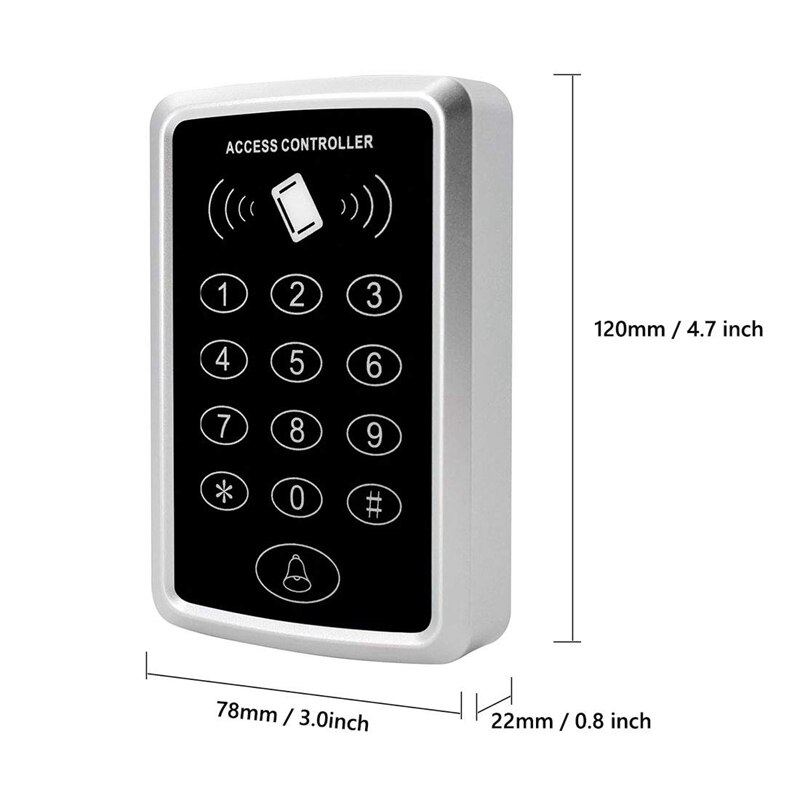 Door Access Control System, 125Khz RFID EM ID Stand-Alone Password Keypad With RFID Key Fobs Keychains For Home Security