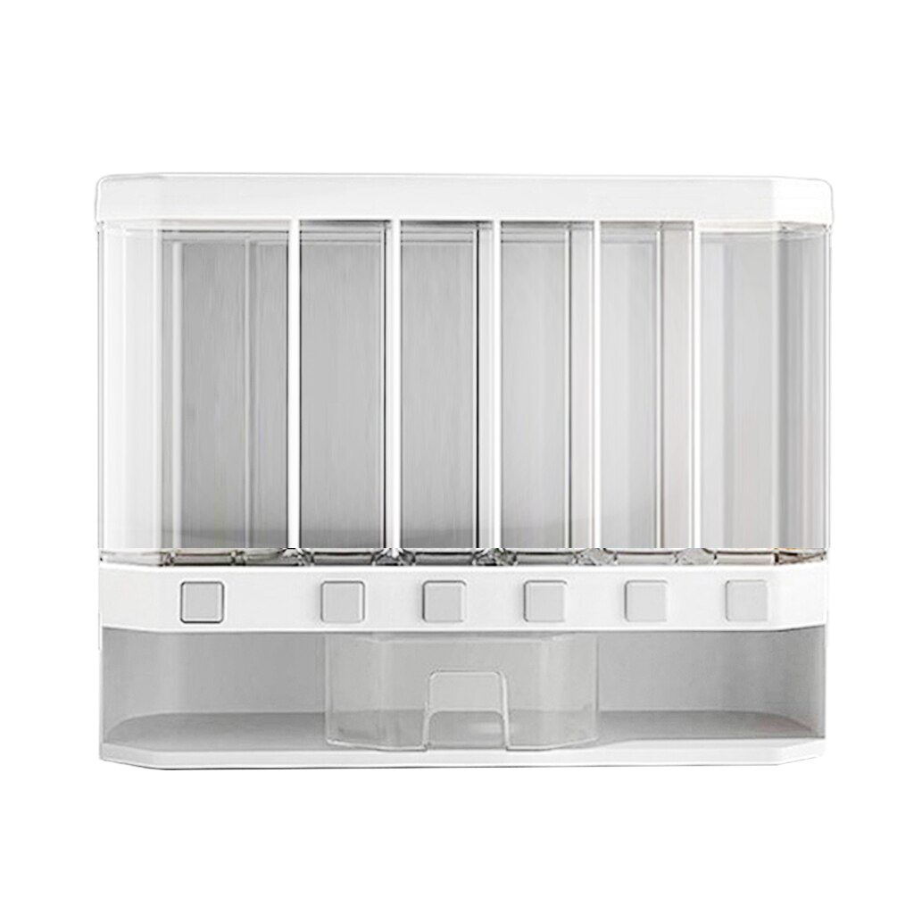 Kitchen Rotating Dry Food Storage Box Dispenser Cereal Organizer Clear Wall Mounted White Flour Grain Storage Bottle Container
