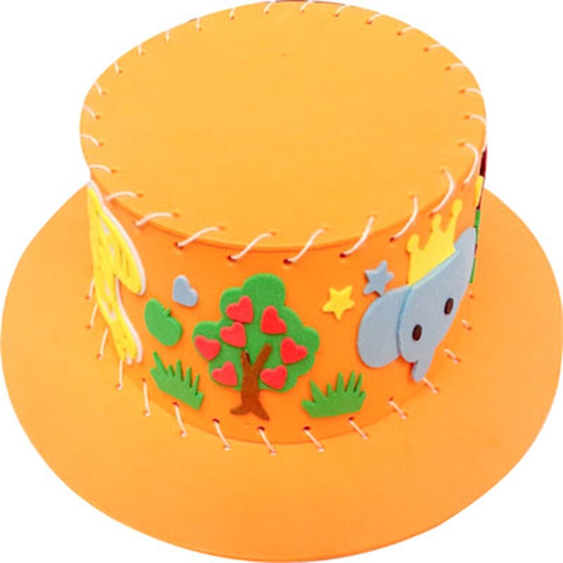 Chapeau tissé en papier mousse EVA créative, 1 pièce, motifs de fleurs et d&#39;étoiles, Art de maternelle, bricolage pour enfants, jouets artisanaux, décorations de fête,: Orange