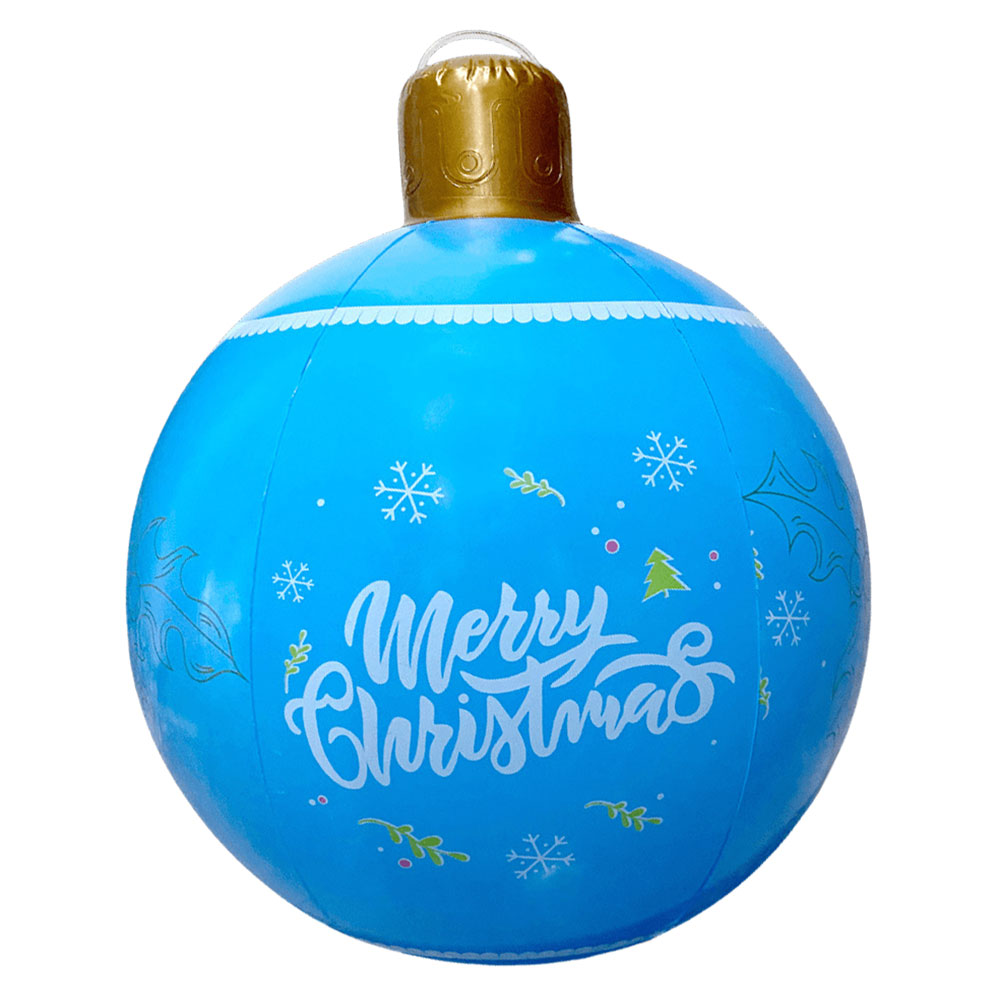 24 Zoll PVC aufblasbare Weihnachts ball Outdoor Indoor Weihnachten dekoriert Ball Riesen große große Bälle Spielzeug Neujahr Party Ornament: Blau