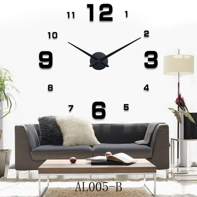 3d store vægur moderne forhastede quartz ure ure spejl klistermærke gør-det-selv stue dekoration