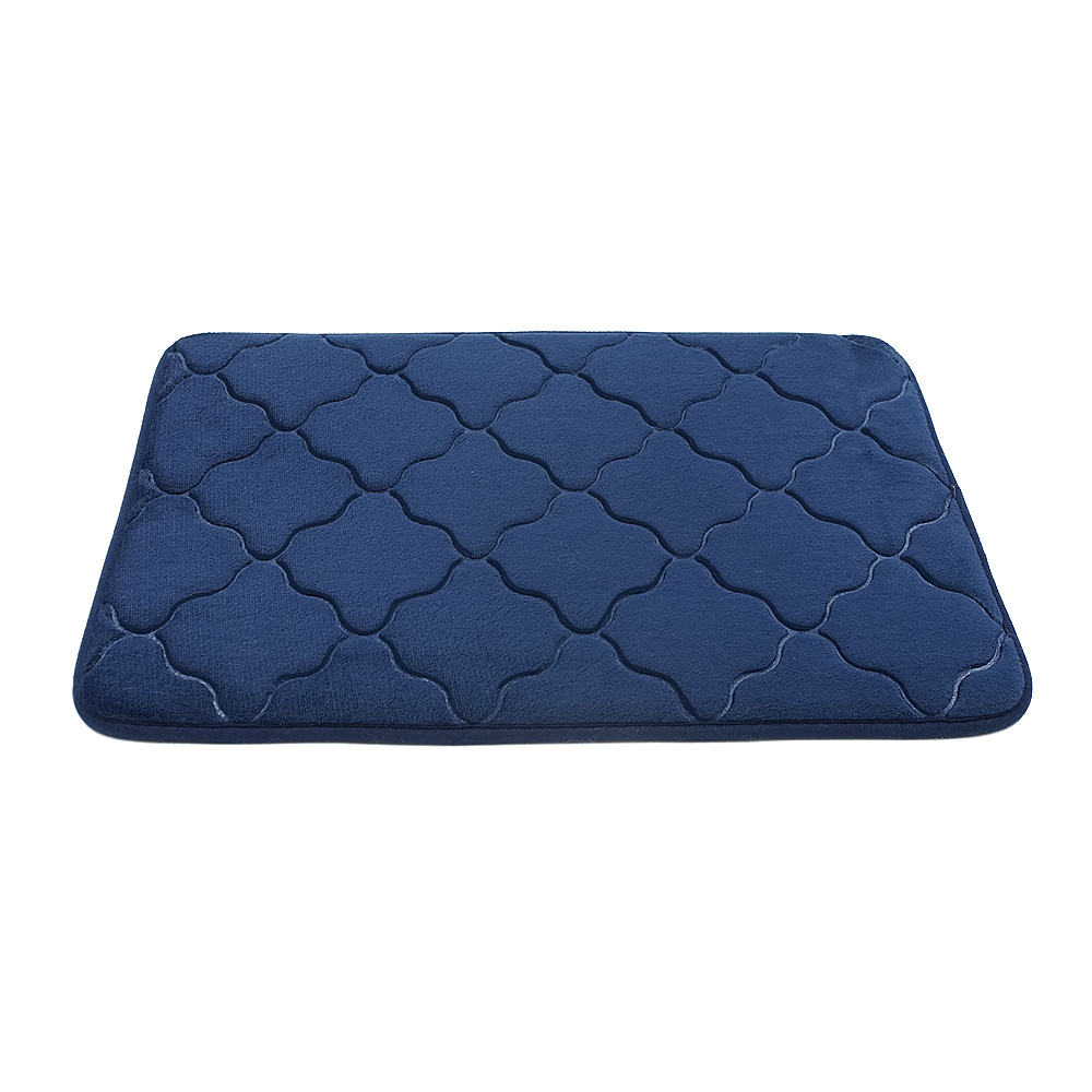 Cobblestone Embossed Bathroom Bath Mat Coral Fleece Non-slip Carpet In Bathtub Floor Rug Shower Room Doormat Memory Foam Pad: DEEP BLUE / 1700MMx2400MM