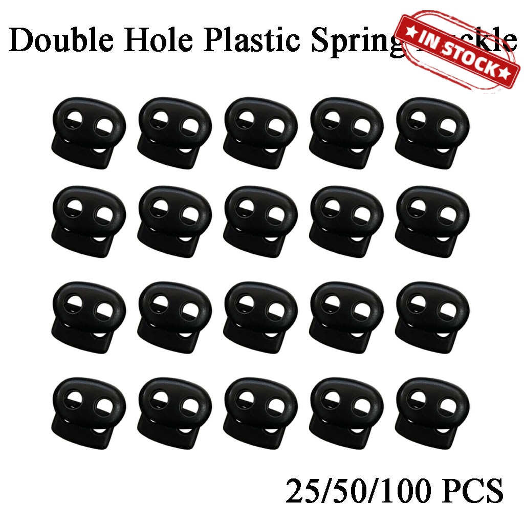 Plastic Cord Lock End Toggle Double Hole Spring Stopper Fastener Slider Toggles Elastic buckle plastic adjustment buckle 25/50/1