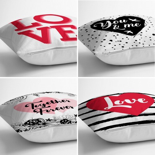 Twinklebabyrooms 4'lü el día de San Valentín Konseptli especial moderno Kombin cojín almohada decorar Set de fundas