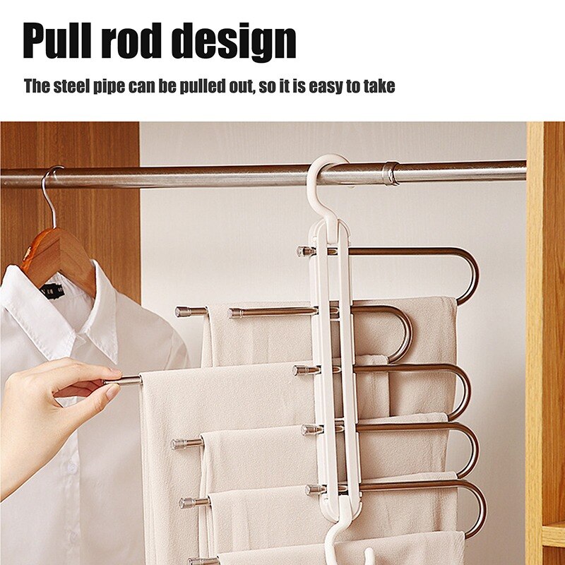 5 szczebel wieszaki na ubrania szafa organizator wielofunkcyjne spodnie spodnie wieszak stojak ze stali nierdzewnej na ubrania organizador