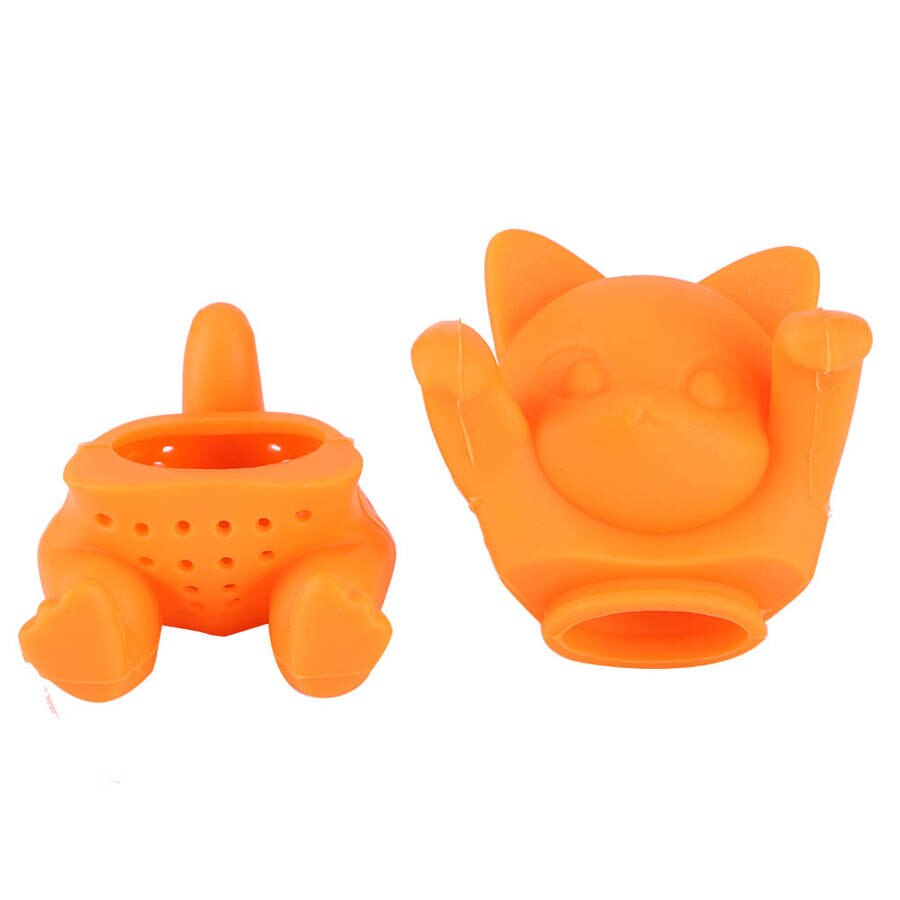 Siliconen oranje kat thee-ei herbruikbare filter diffuser theezeef kruiden losse thee bladeren schattige theefilter accessoires